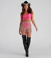 Rhinestone Fringe Skirt Belt
