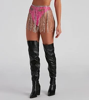 Rhinestone Fringe Skirt Belt
