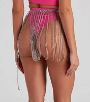 Rhinestone Fringe Skirt Belt