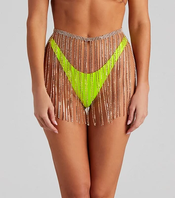 Rhinestone Fringe Skirt Belt
