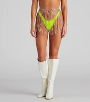 Rhinestone Fringe Skirt Belt
