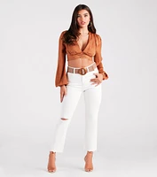 Bohemian Chic Wooden Buckle Woven Belt