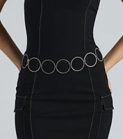 Trendy Glitz Rhinestone O-Ring Chain Belt