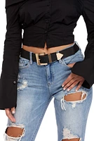 Black Faux Leather Stretch Belt