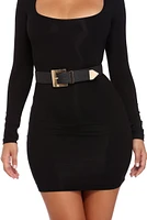 Black Faux Leather Stretch Belt