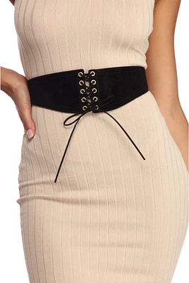 Faux Suede Lace Up Corset