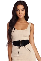 Faux Suede Lace Up Corset