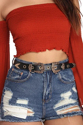 Engraved Faux Leather Belt