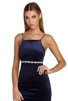 Glam Curved Rhinestone Belt
