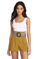 Striped Straw Belt