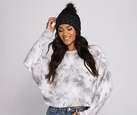 Rhinestone Glamour Pom Knit Beanie