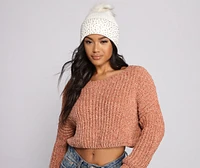 Rhinestone Glamour Pom Knit Beanie