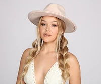 Greek Key Faux Wool Panama Hat