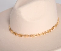 Greek Key Faux Wool Panama Hat