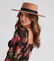 Trendy Stunner Faux Wool Boater Hat