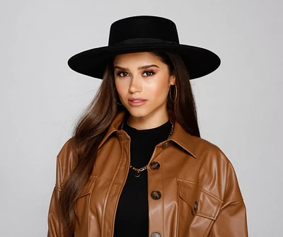 Trendy Stunner Faux Wool Boater Hat