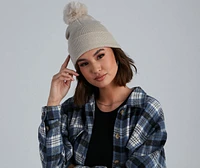 Shimmer Lurex Faux Fur Pom Beanie