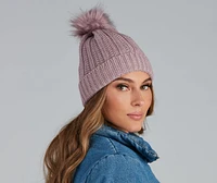 Cutie Pom Twist Knit Beanie