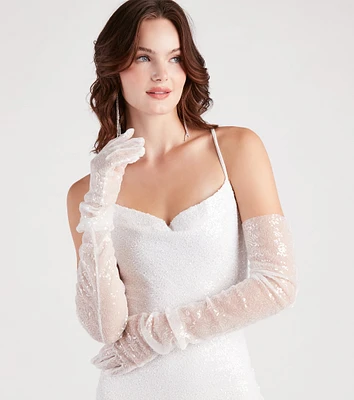 Reigning Sparkle Sequins Long Gloves