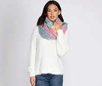 Rainbow Striped Fringe Scarf