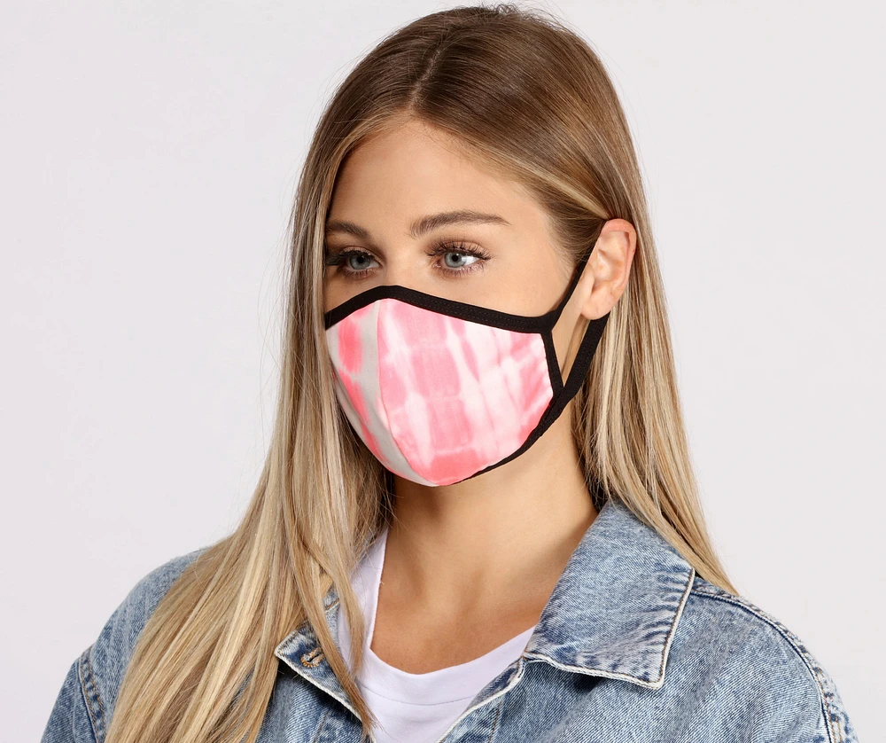 Neon Pink Tie Dye Face Mask