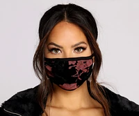 Velvet Floral Face Mask With Earloops