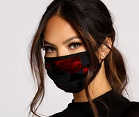 Floral Velvet Mesh Face Mask