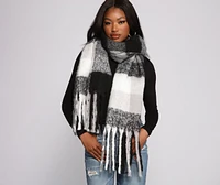 Cuddle Weather Plaid Fringe Blanket Scarf