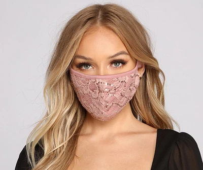 Sequin and Lace Face Mask