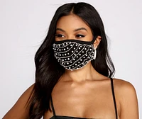 Rhinestone And Pearl Embellished Face Mask