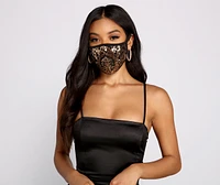 Sequin Scroll Print Face Mask