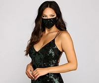 Sequin Scroll Print Face Mask