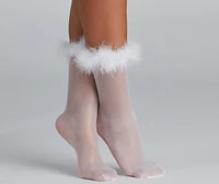 Total Glam Girl Marabou Trim Stockings