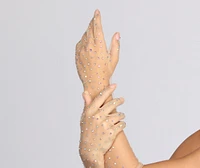Rhinestone Mesh Gloves