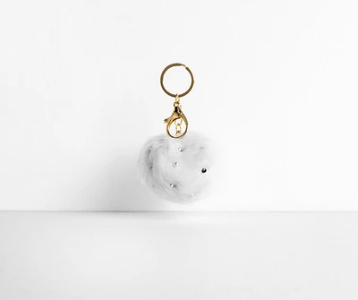Rhinestone Pom Pom Key Chain