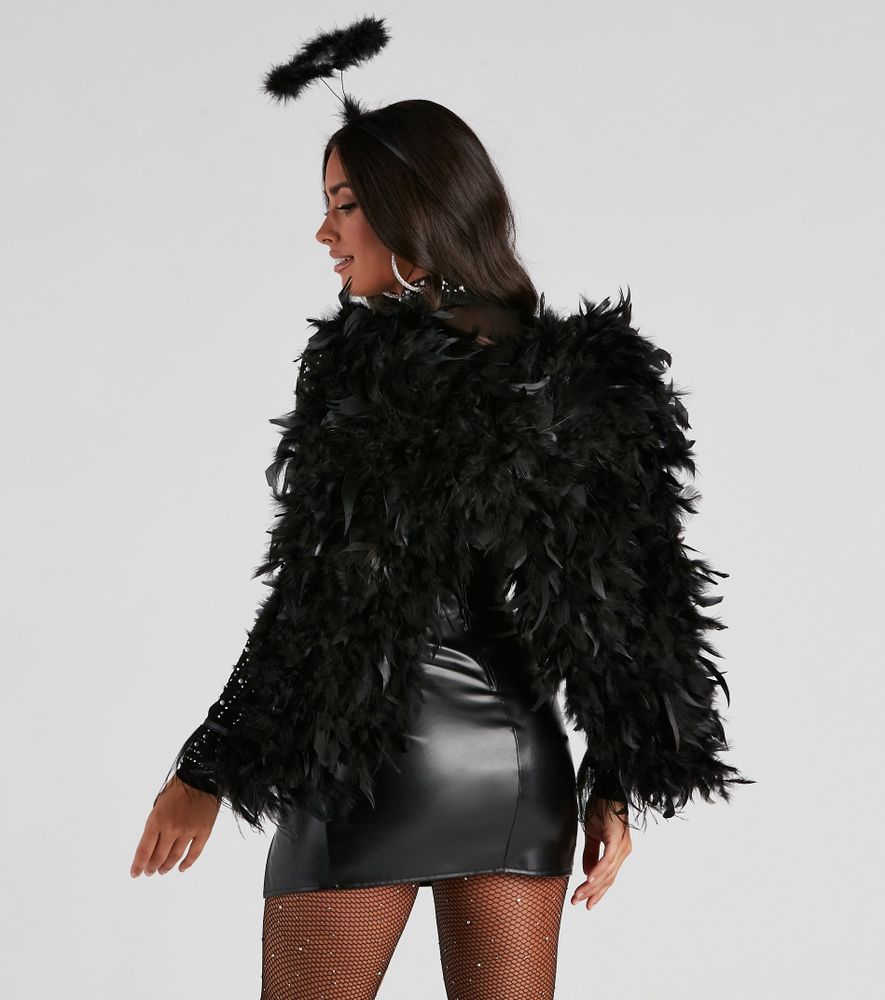 Black Faux Feather Wings