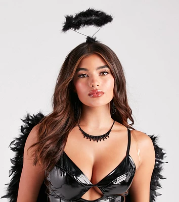 Angel Halloween Marabou Feather Halo Headband