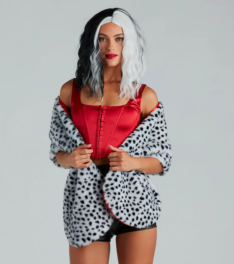 Devious Fashionista Faux Fur Spotted Wrap
