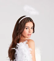 Angel Halloween Marabou Feather Halo Headband