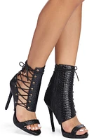 Azalea Wang Laced Snake Stilettos