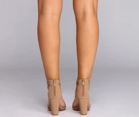Perforated Perfection Low Block Heels