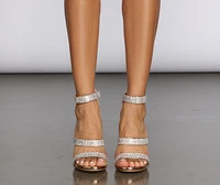 Glitz And Glam Rose Gold Rhinestone Block Heels
