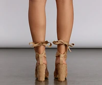All Dressed Up Wrap Lace-Up Nude Heels