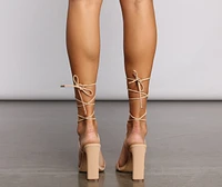 Wrapped Style Faux Nubuck Block Heels