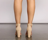 Buckle Detail Square Toe Block Heels