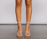 Glam Diva Rhinestone Ankle Wrap Block Heels