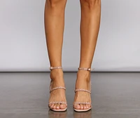 Faux Suede and Rhinestone Lucite Heels