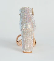 Rhinestone Romance Glitter Mesh Block Heels