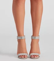 Rhinestone Romance Glitter Mesh Block Heels