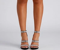 Sparkle Scene Rhinestone Chrome Block Heels